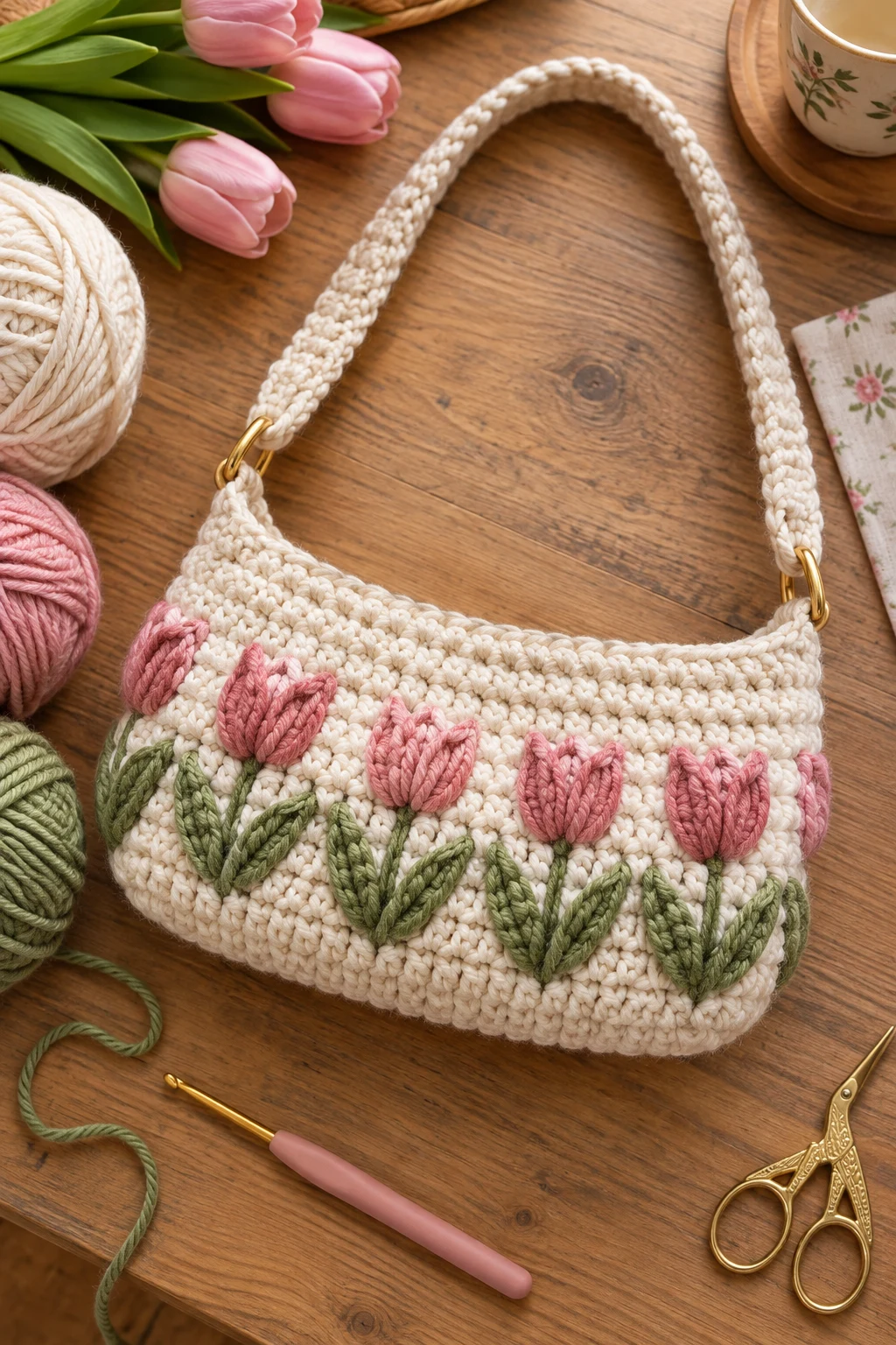 Mini Tulip Shoulder Purse — crochet tulip bag style outfit