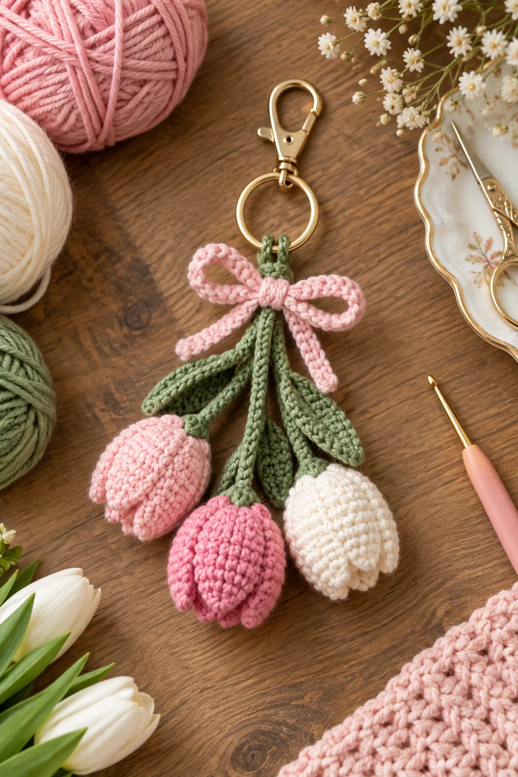 Crochet Tulip Bag Charm — crochet tulip bag style outfit