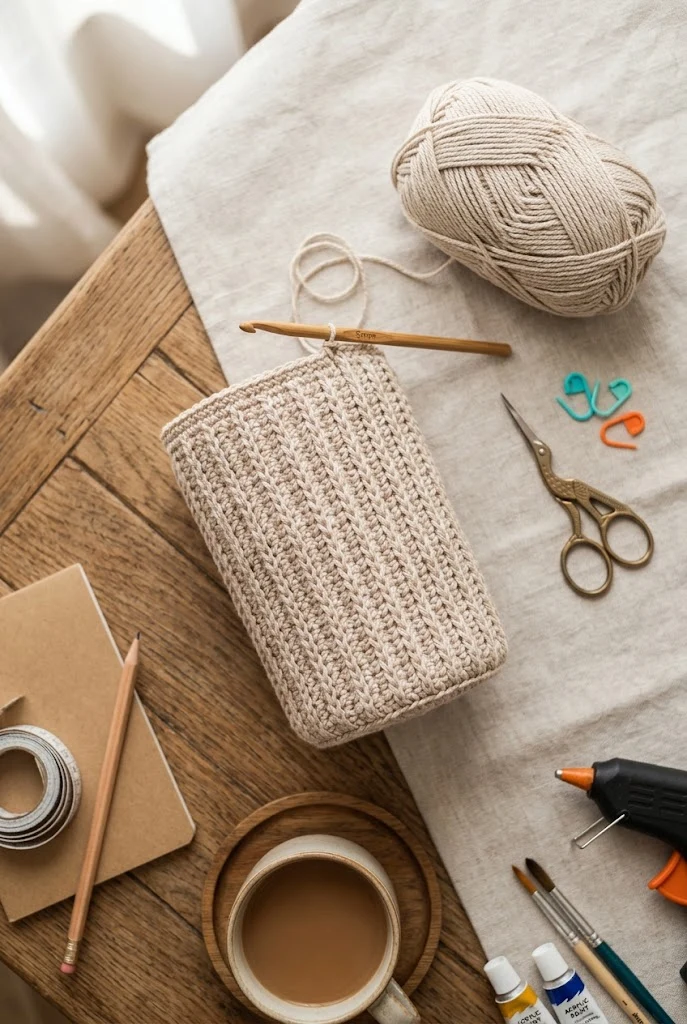 Minimalist Ribbed Crochet Tumbler Bag Pattern — crochet tumbler bag style outfit