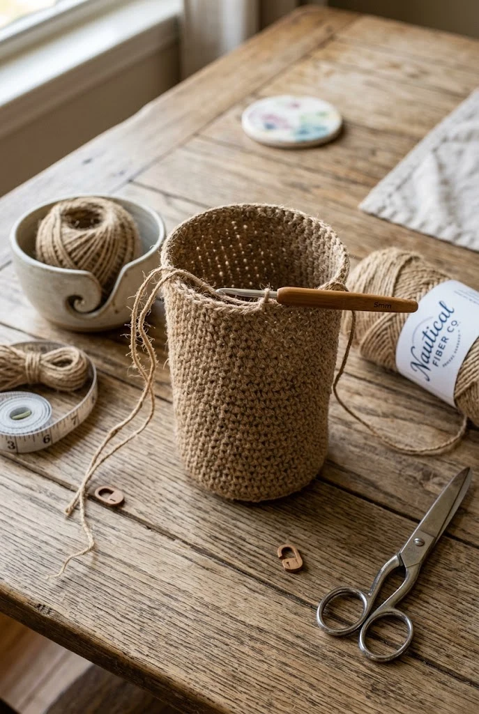 Sturdy Jute Outdoor Drink Sling — crochet tumbler bag style outfit