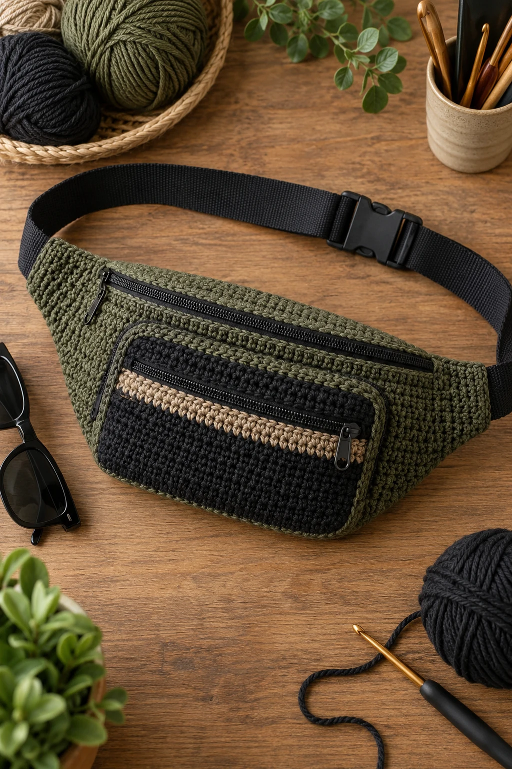 Crochet Waist Bag for Men — crochet waist bag style outfit