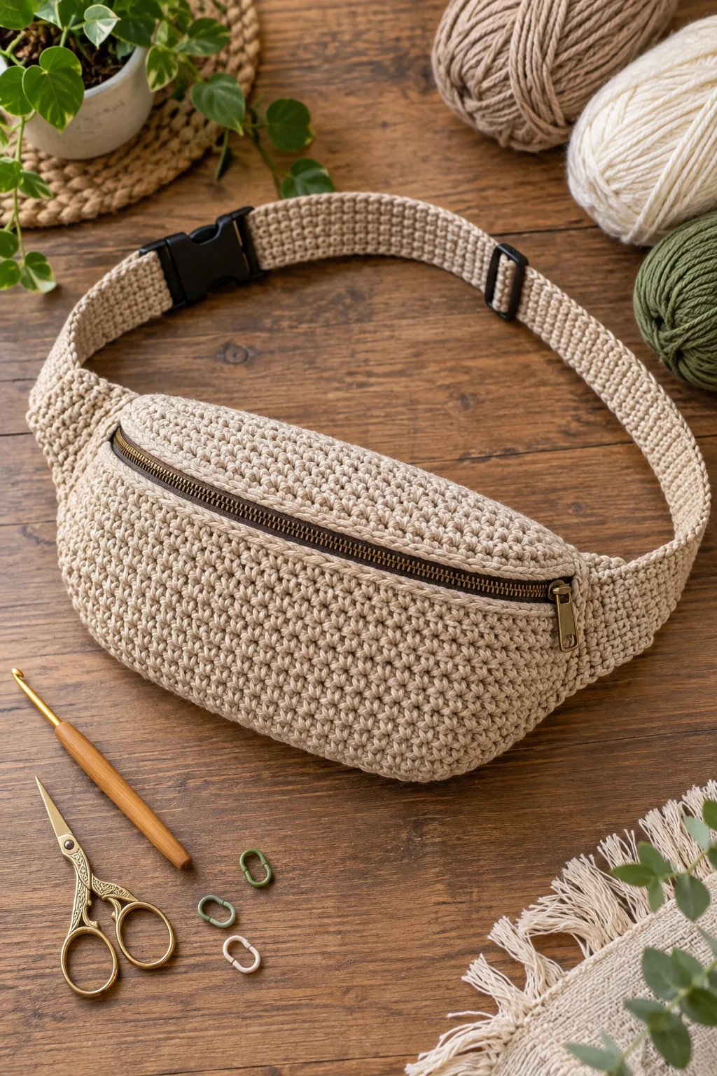 Zippered Crochet Waist Bag — crochet waist bag style outfit