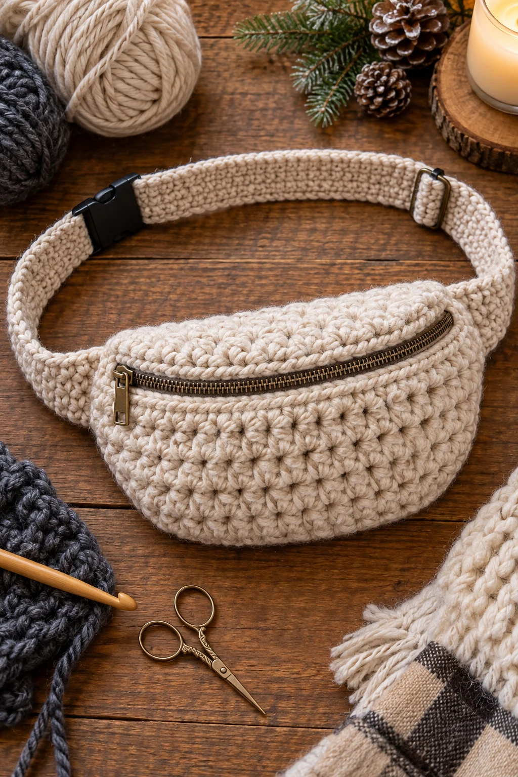 Chunky Winter Crochet Belt Bag — crochet waist bag style outfit