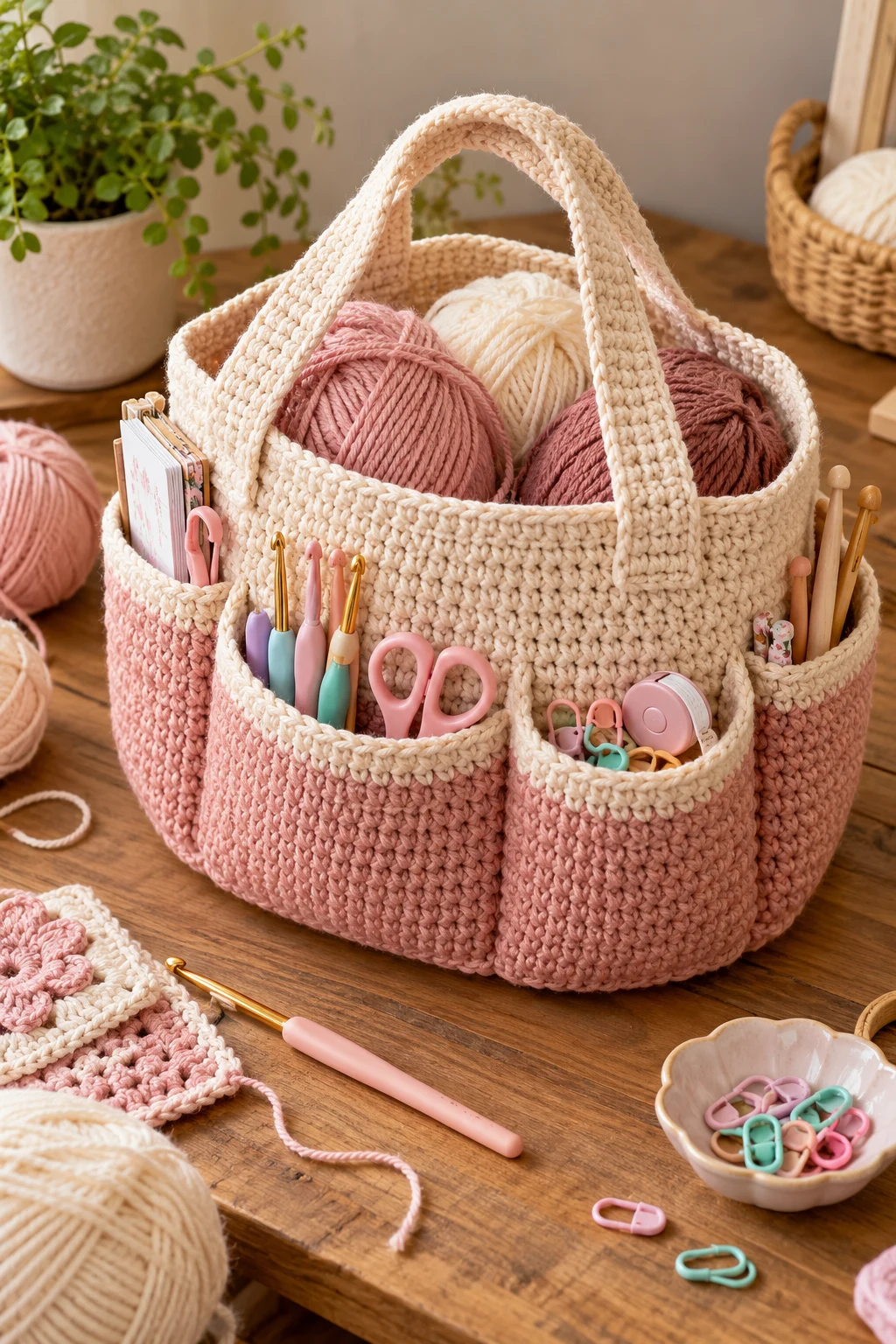 Pocketed Crochet Yarn Bag — crochet yarn bag style outfit
