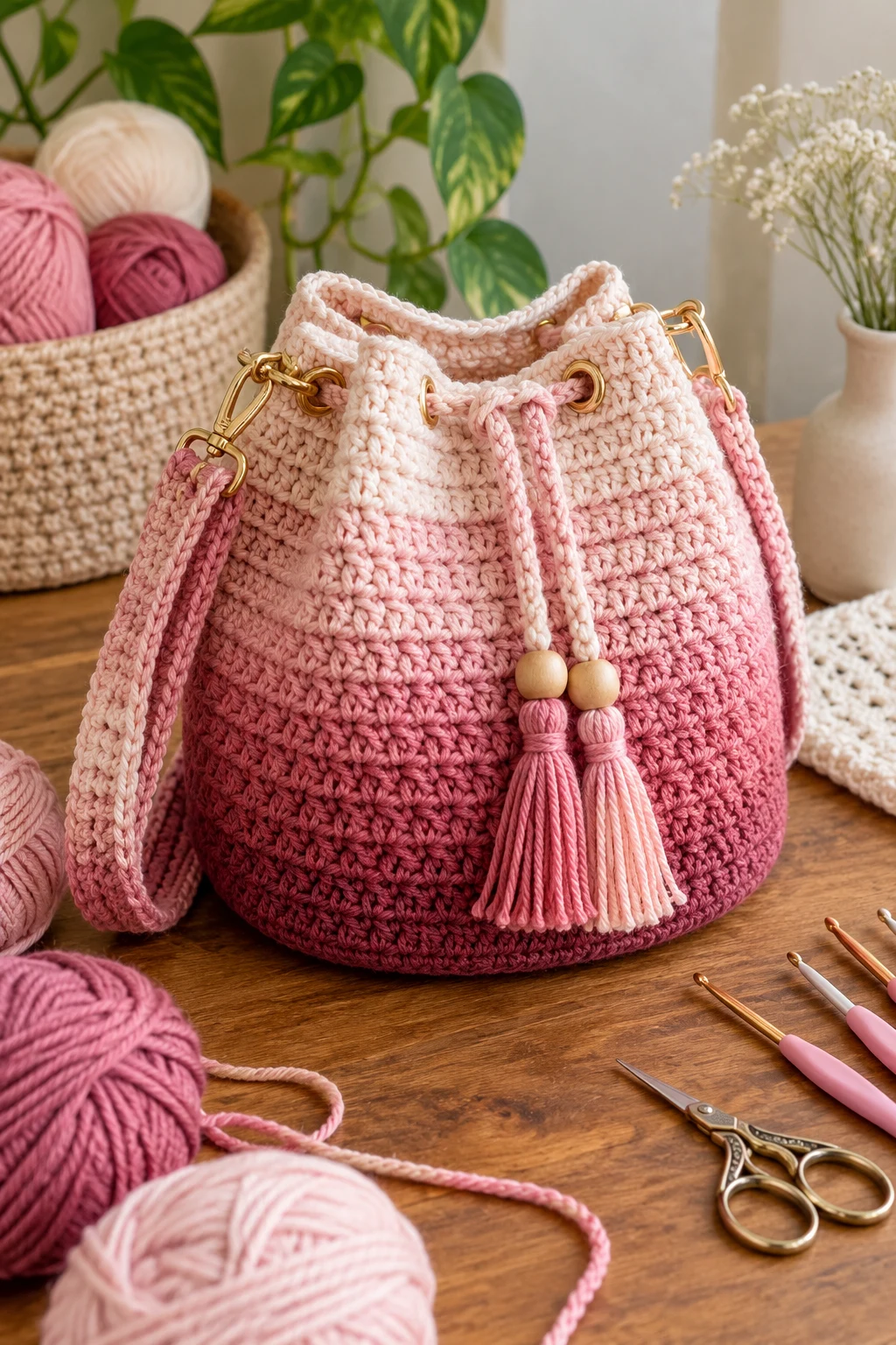 Ombre Crochet Yarn Bag — crochet yarn bag style outfit