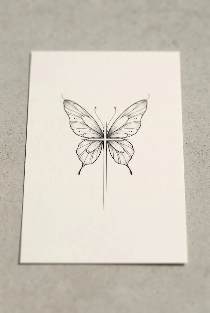 Neckline Grace Piece — cross with butterfly tattoo style outfit