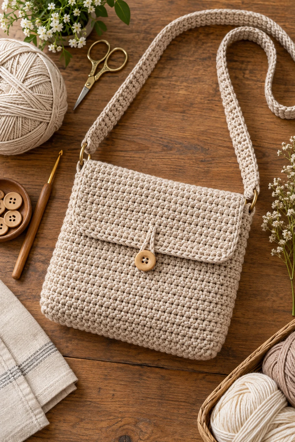 Classic Neutral Crossbody Bag Crochet — crossbody bag crochet style outfit