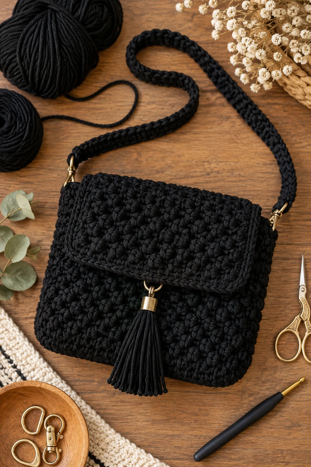 Black Textured Crossbody — crossbody bag crochet style outfit