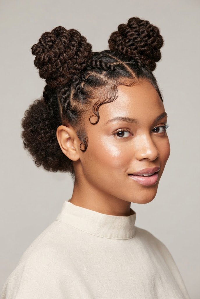 Playful Double Bantu Knots — curls hair hairstyles style outfit