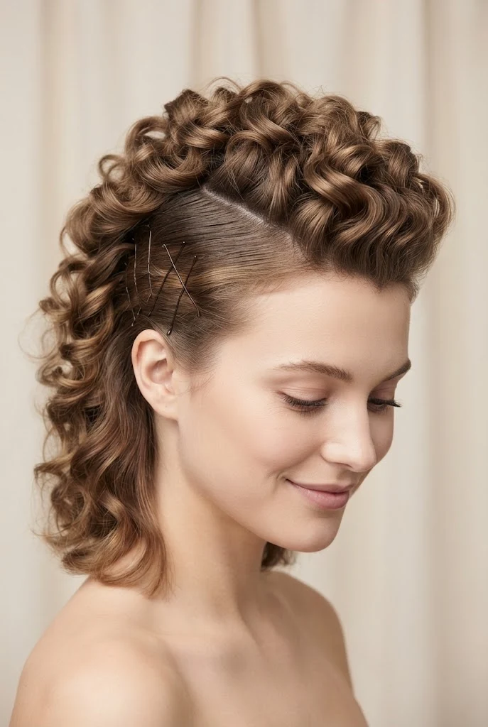 The Half-Up Bouncy Twist for Curly Lobs — Curly party hairstyles for short hair style outfit