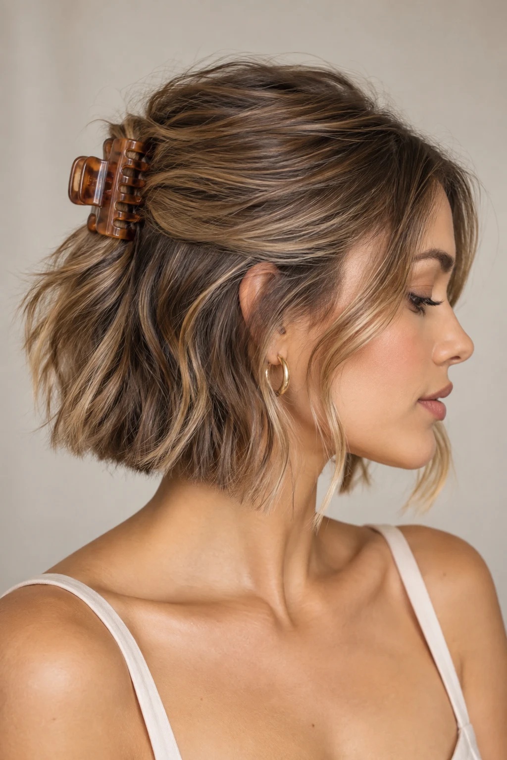 Mini Half-Up Claw Clip — cute hairstyles for short hair easy style outfit