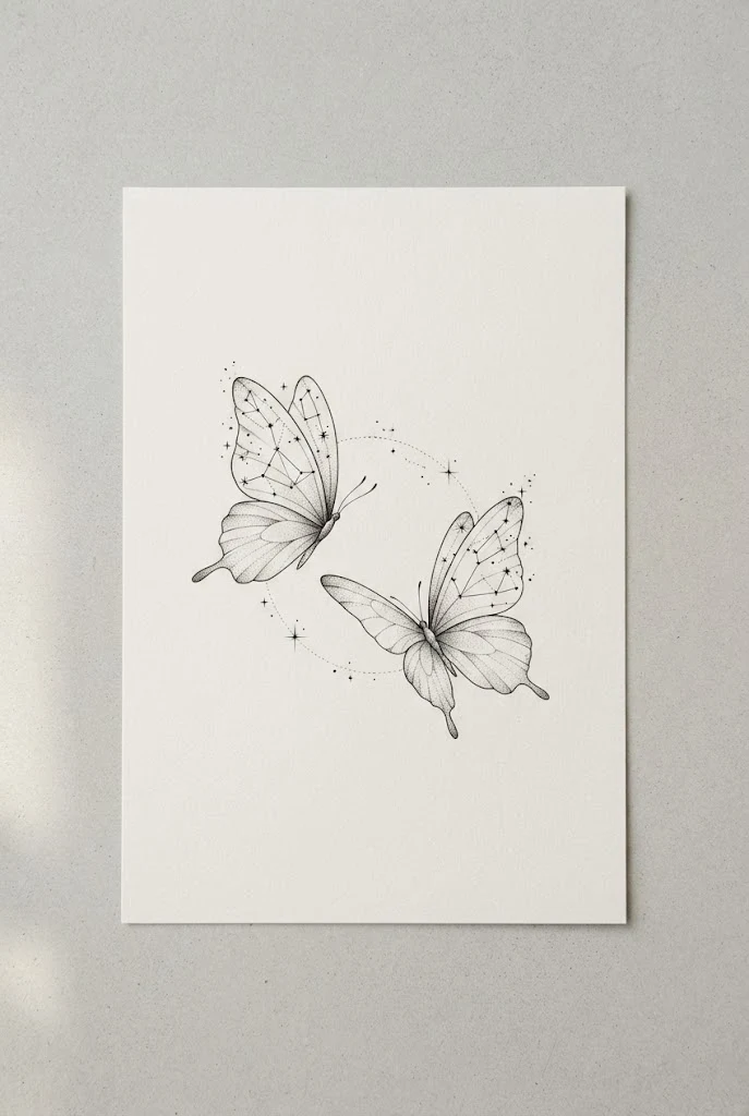 Constellation Wing Pair — delicate butterfly tattoo style outfit