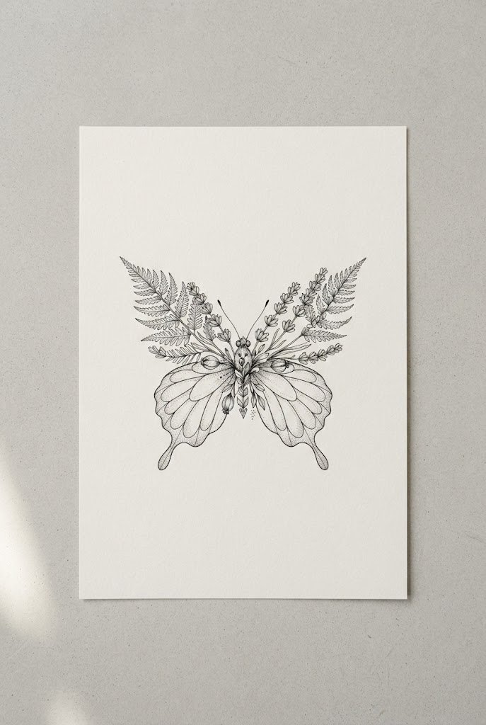 Botanical Winged Hybrid — delicate butterfly tattoo style outfit