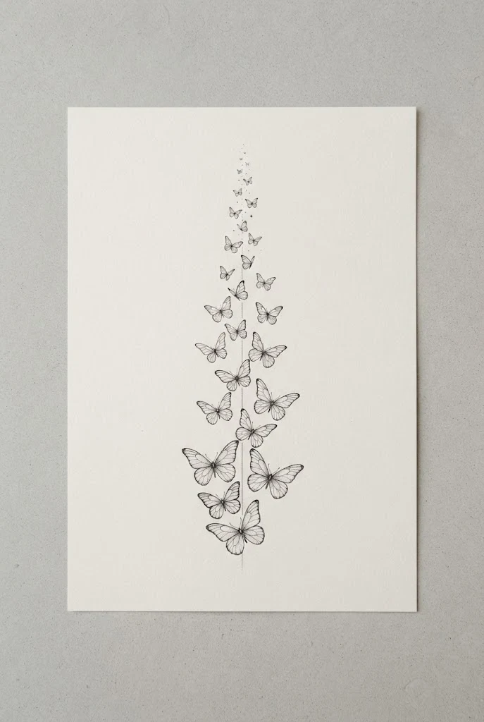 The Spine-Climbing Migration — delicate butterfly tattoo style outfit