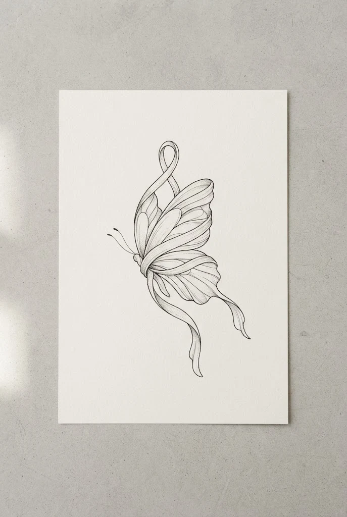 Ribcage Ribbon Draping — delicate butterfly tattoo style outfit