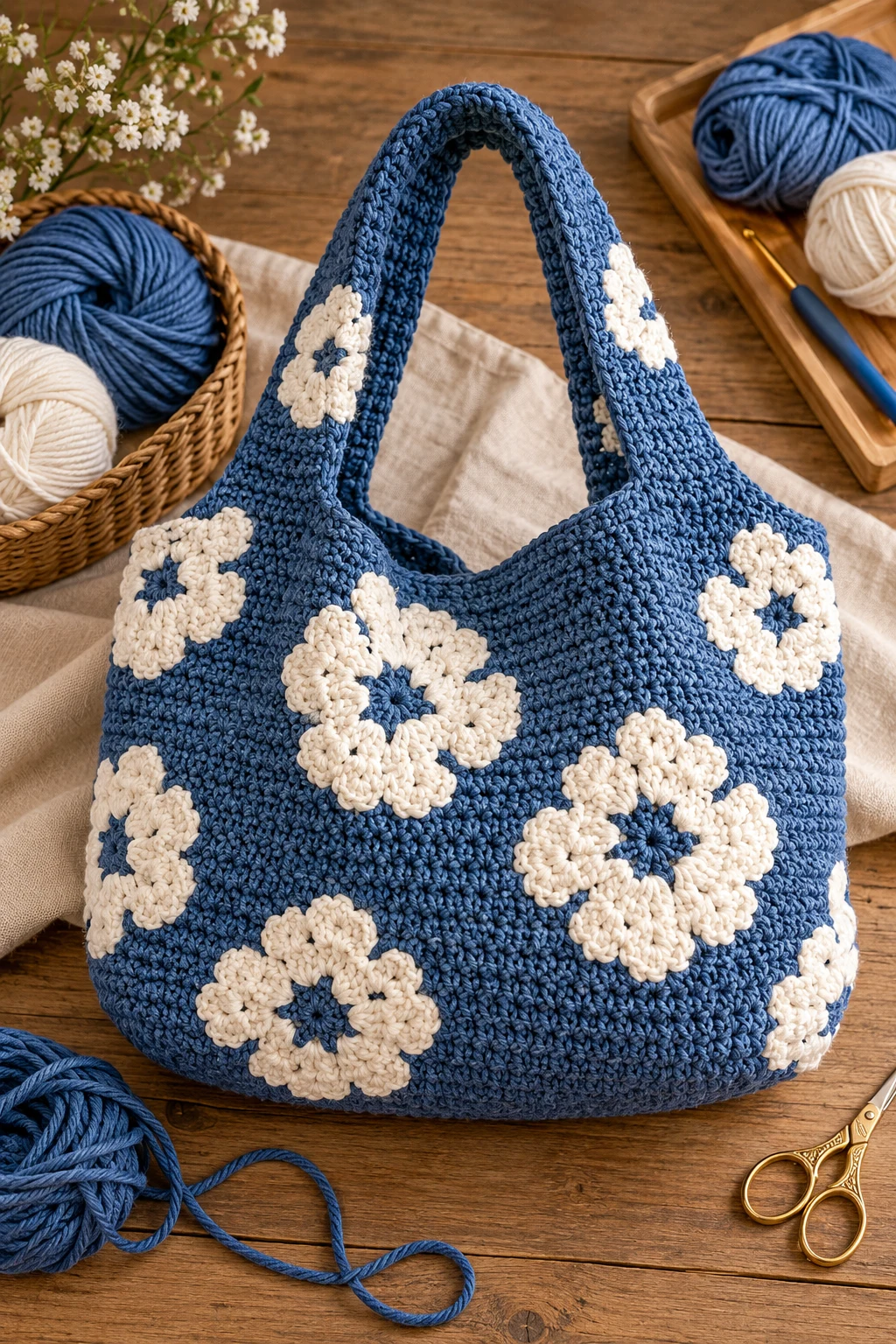 Denim Tears-Inspired Crochet Bag — denim crochet bag style outfit