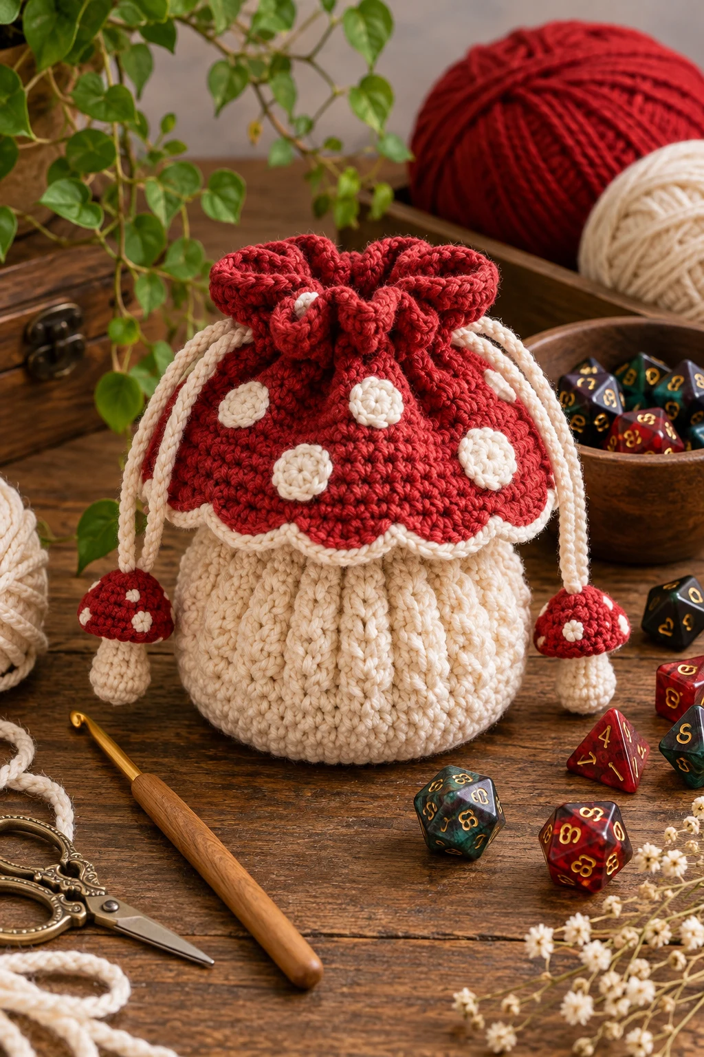 Mushroom Dice Bag — dice bag crochet pattern style outfit