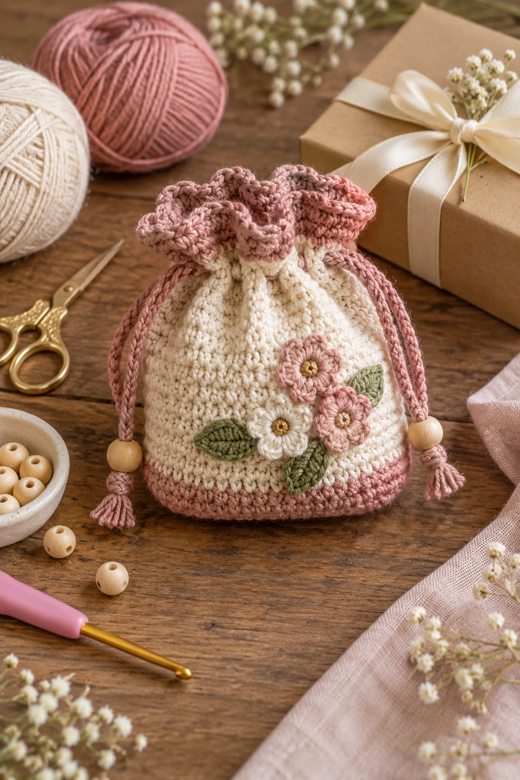 Mini Drawstring Bag Crochet for Gifts — drawstring bag crochet style outfit