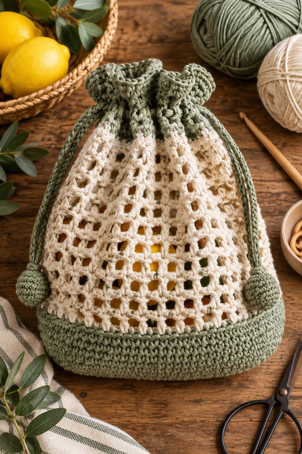 Textured Market Drawstring Bag Crochet — drawstring bag crochet style outfit