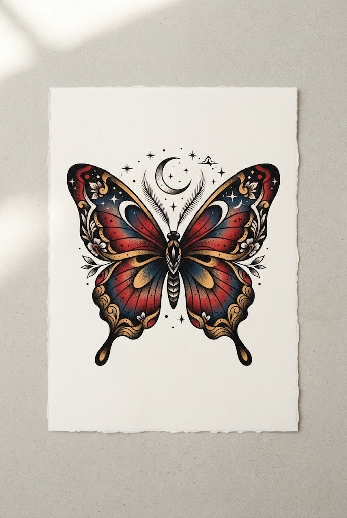 Traditional Old School Flash Night — easy butterfly tattoo style outfit