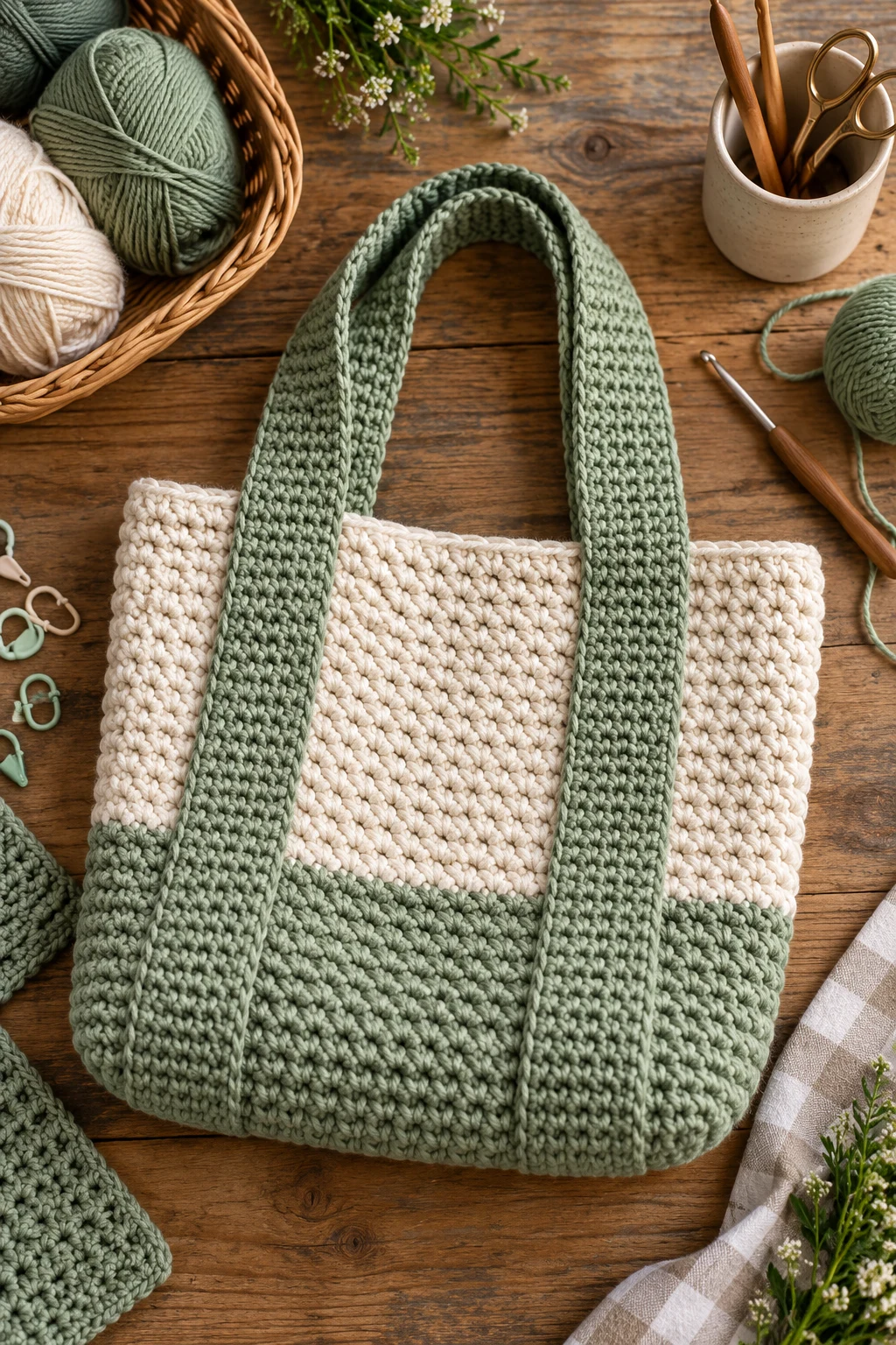 Easy Crochet Tote With Wide Handles — easy crochet bag tutorial style outfit