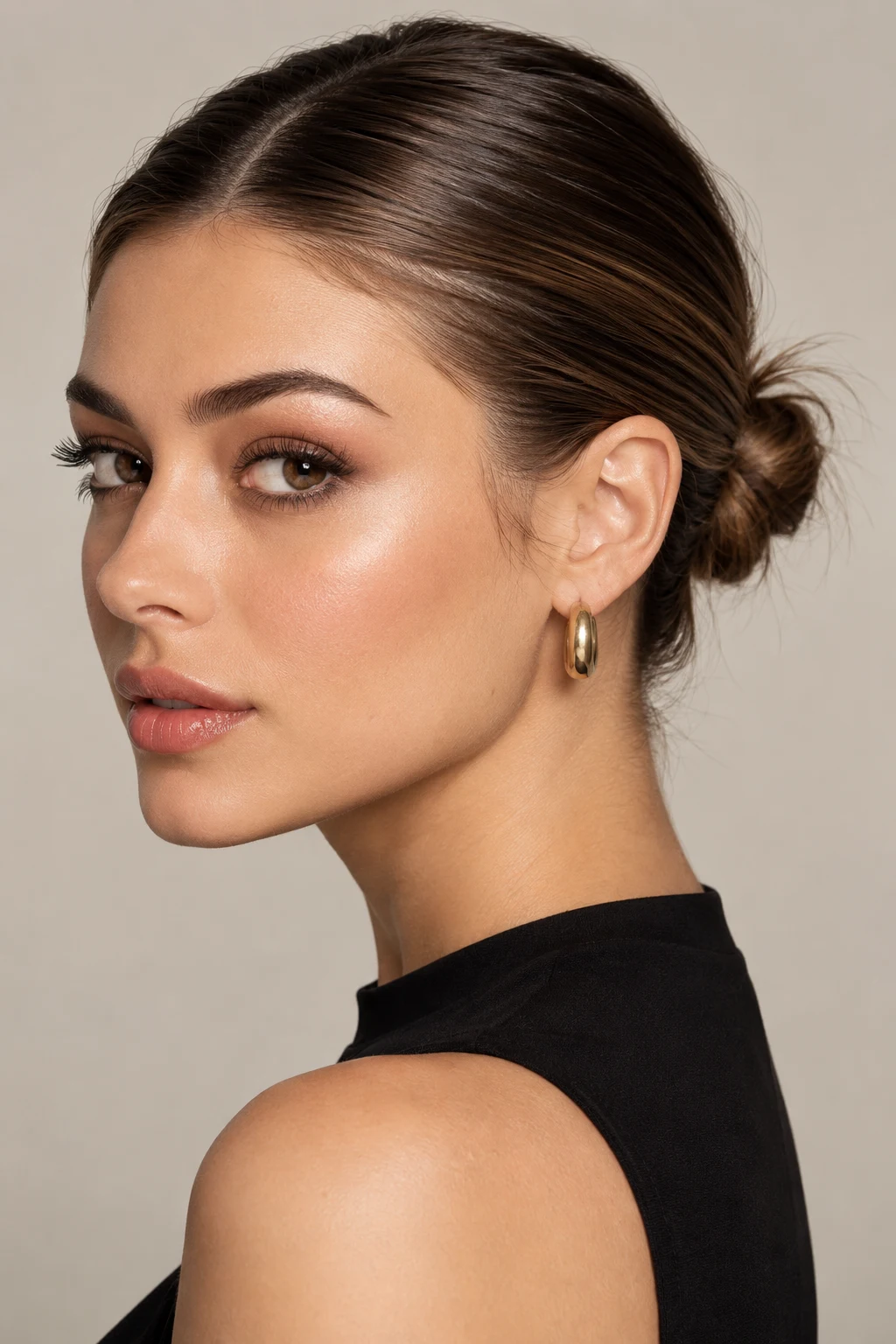 The Slicked Mini Bun — easy hairstyles for short hair style outfit