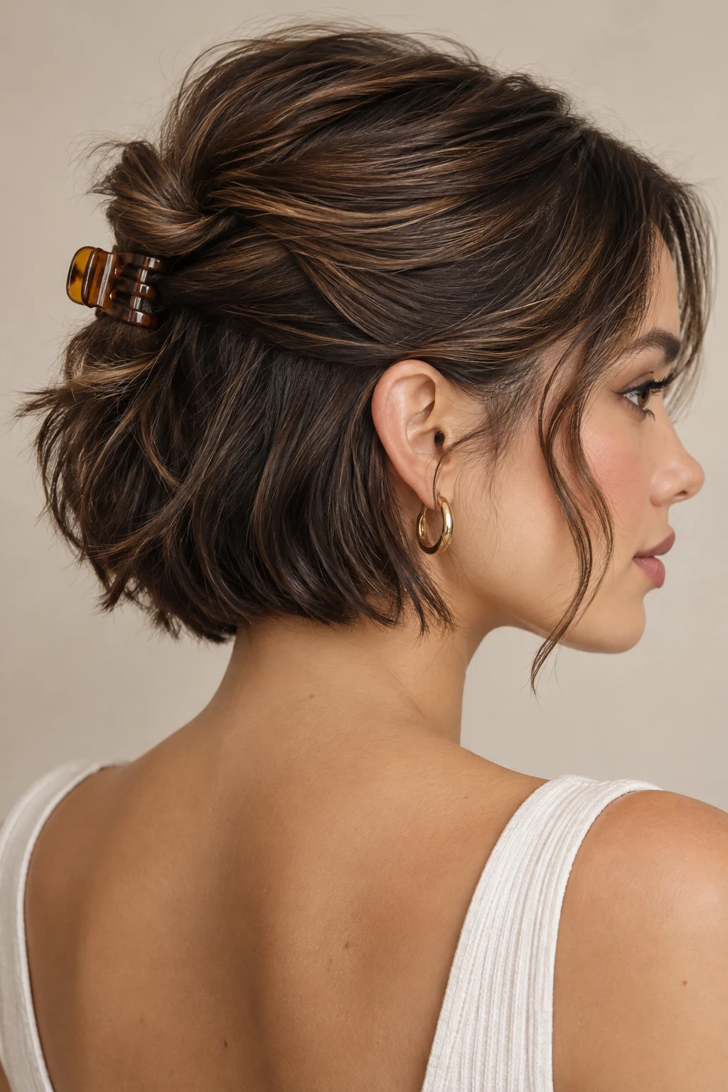 The Mini Claw-Clip Twist — Easy Hairstyles for Short Hair With Clips — easy hairstyles for short hair style outfit
