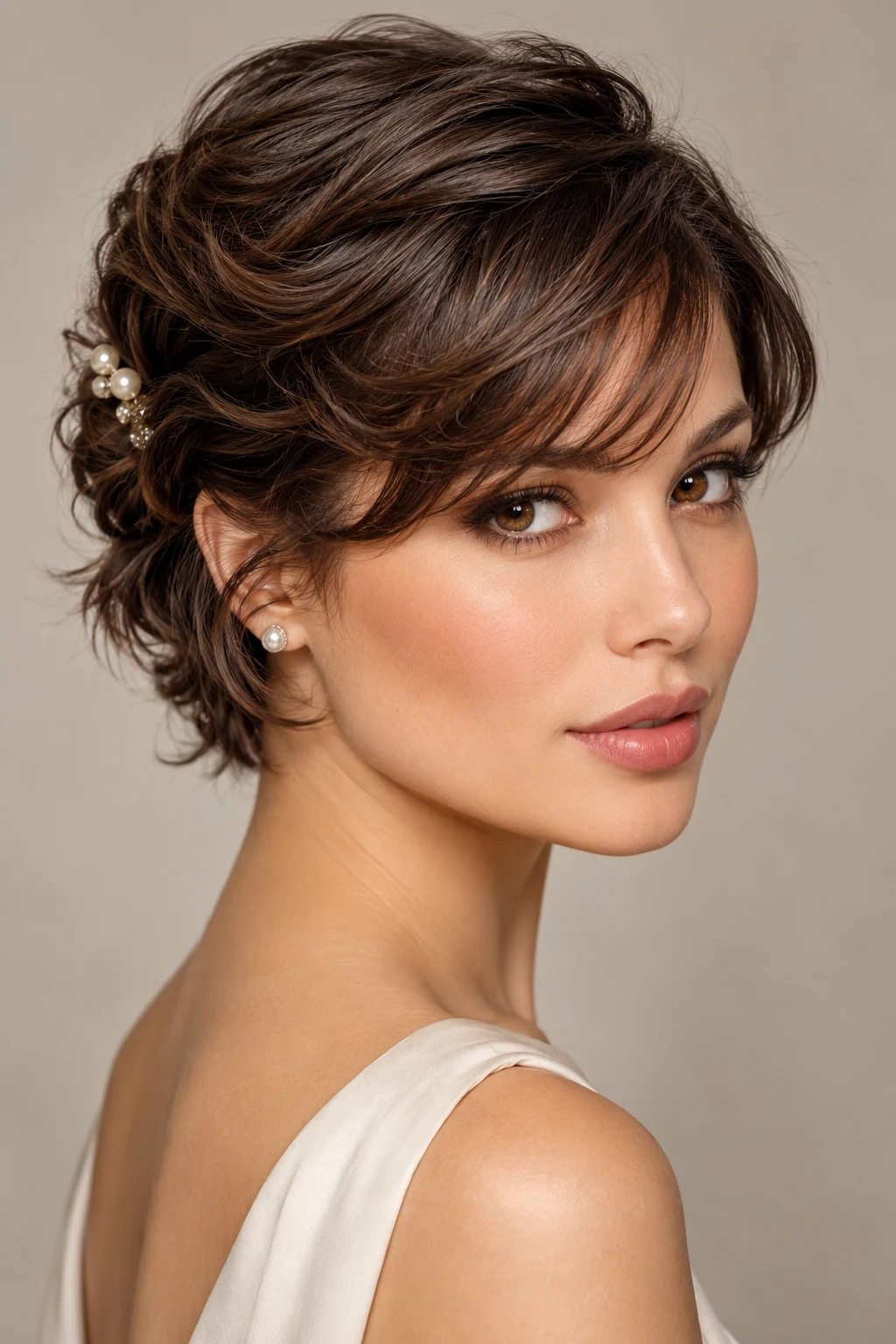 The Side-Swept Pin-Up — Easy Hairstyles for Short Hair With Bangs — easy hairstyles for short hair style outfit