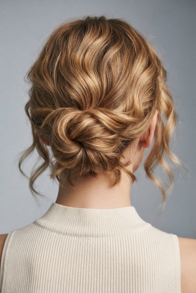 The Messy Gibson Tuck — easy short hair updos style outfit