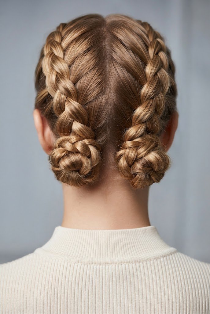 The Double Dutch Pigtail Buns — easy short hair updos style outfit