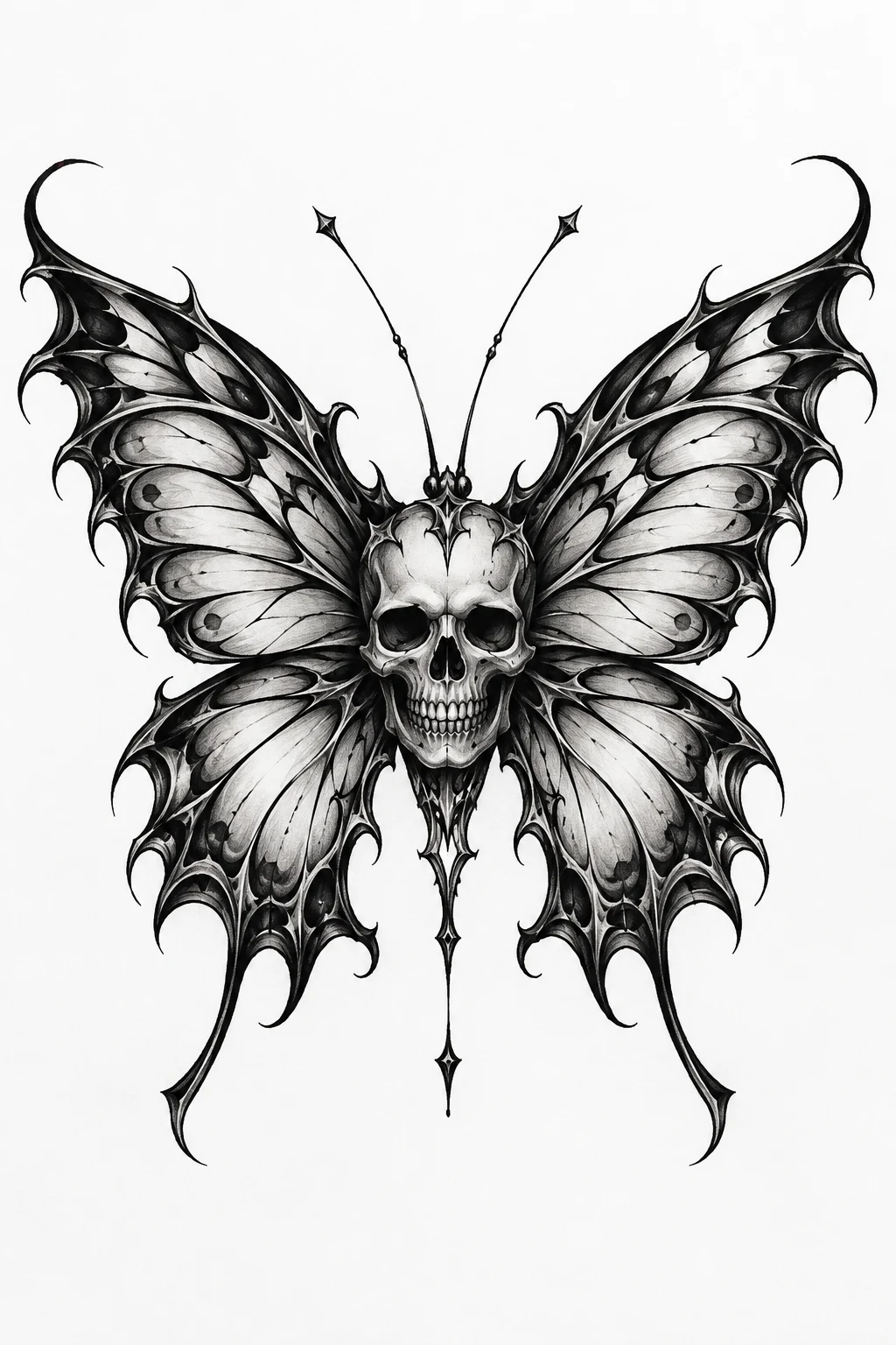 Butterfly With a Skull Center — edgy butterfly tattoo style outfit