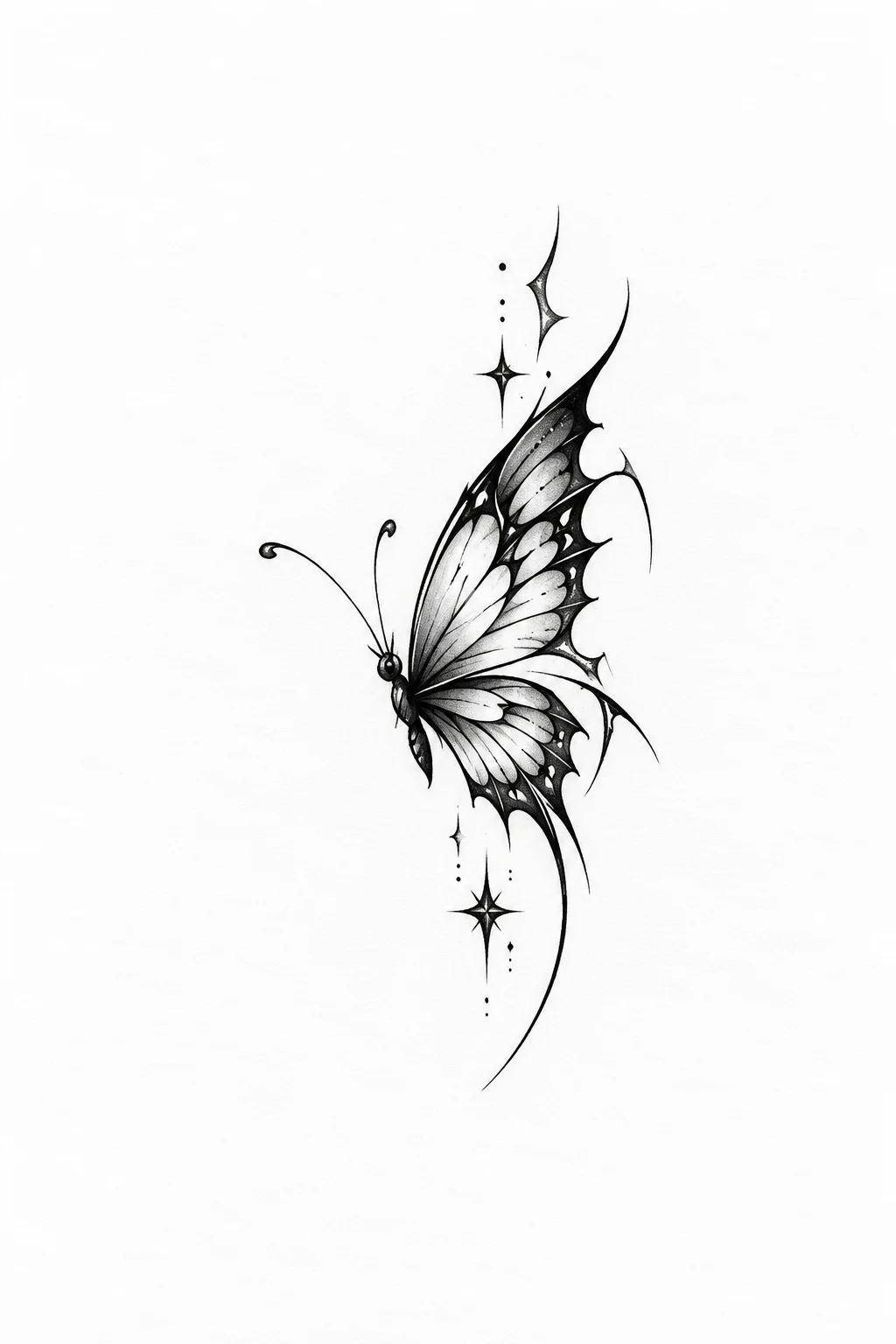 Tiny Edgy Butterfly Behind the Ear — edgy butterfly tattoo style outfit