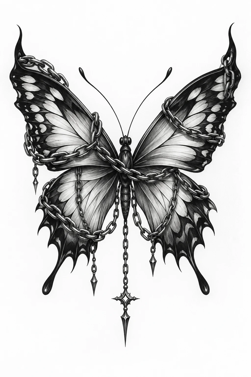Butterfly Wrapped in Chains — edgy butterfly tattoo style outfit