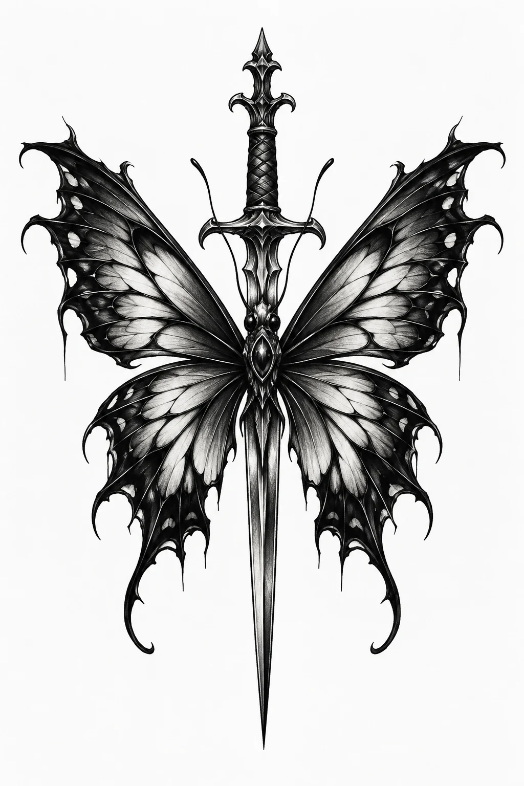Black Butterfly With a Dagger — edgy butterfly tattoo style outfit