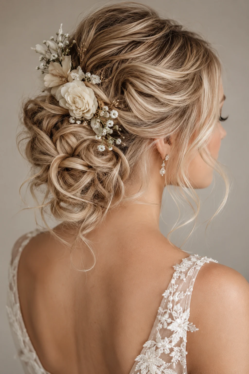 Floral Romantic Updo — elegant bridal hairstyles style outfit