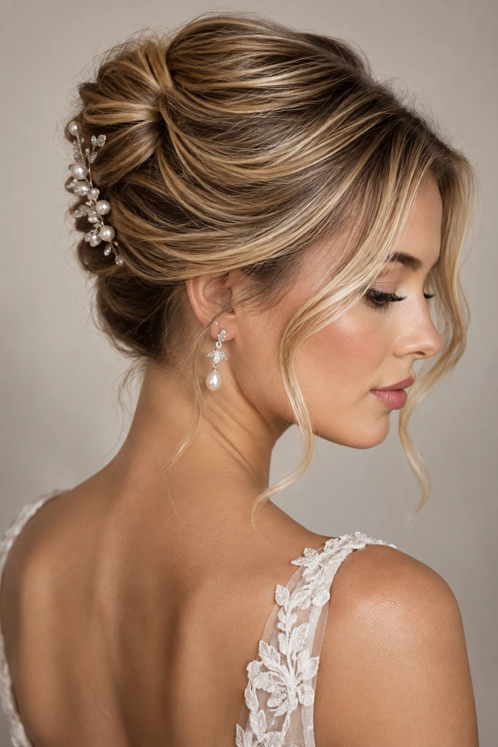 Face-Framing French Twist — elegant bridal hairstyles style outfit
