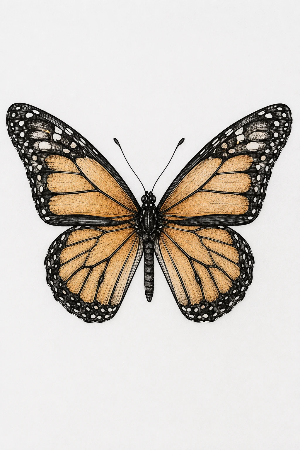 Fine-Line Monarch — elegant butterfly tattoo style outfit
