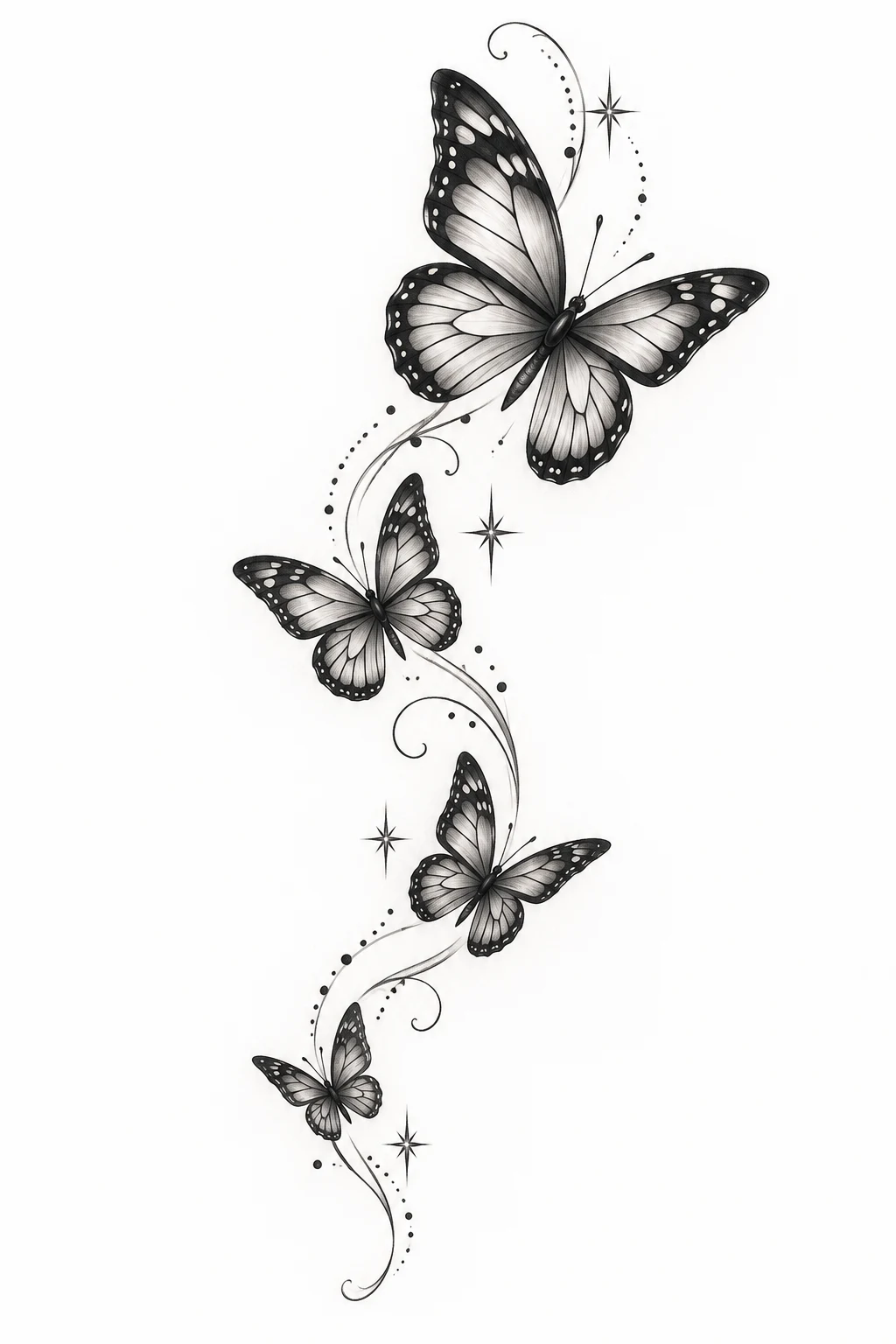Floating Butterfly Trail — elegant butterfly tattoo style outfit
