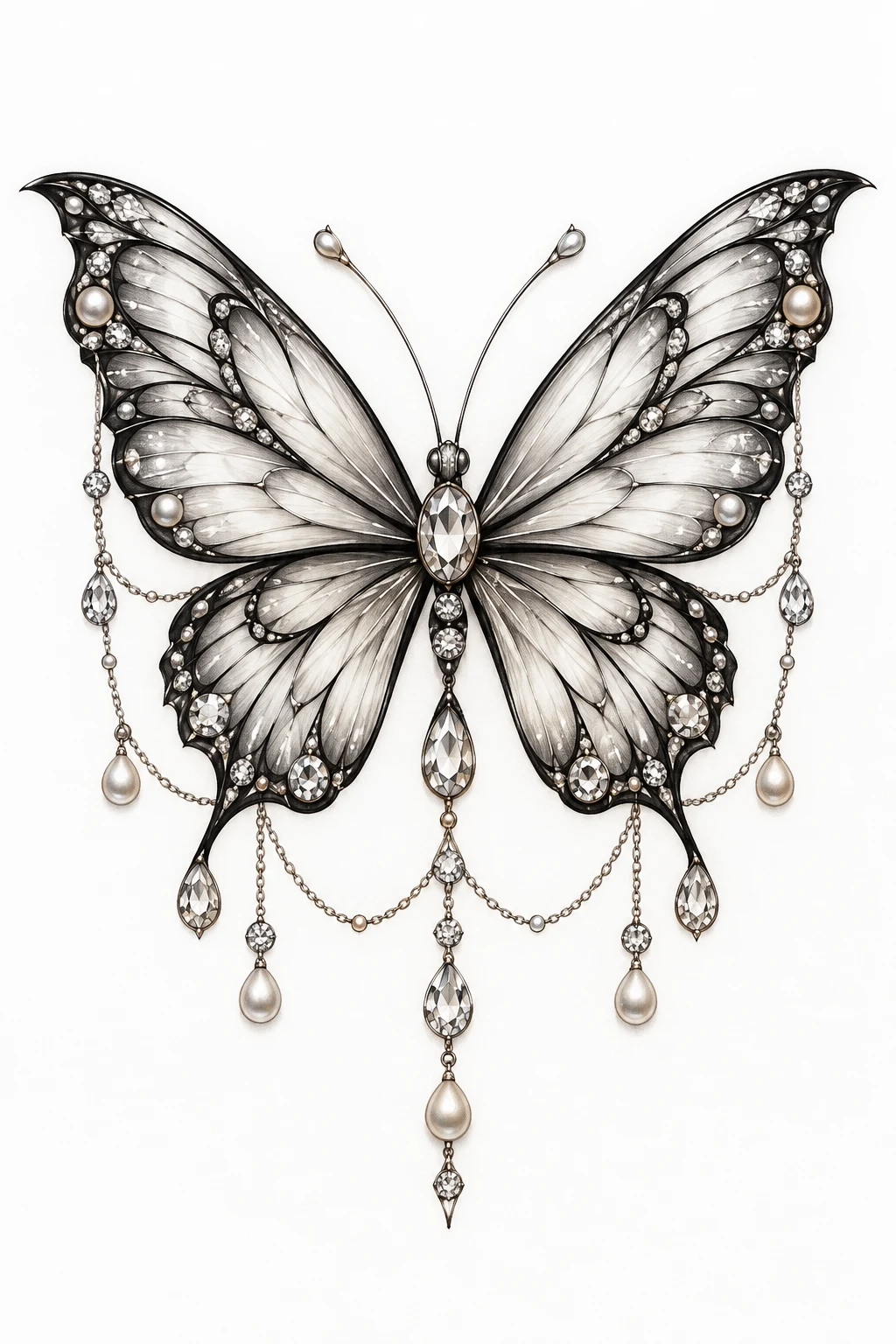 Elegant Butterfly With Fine Jewelry Details — elegant butterfly tattoo style outfit