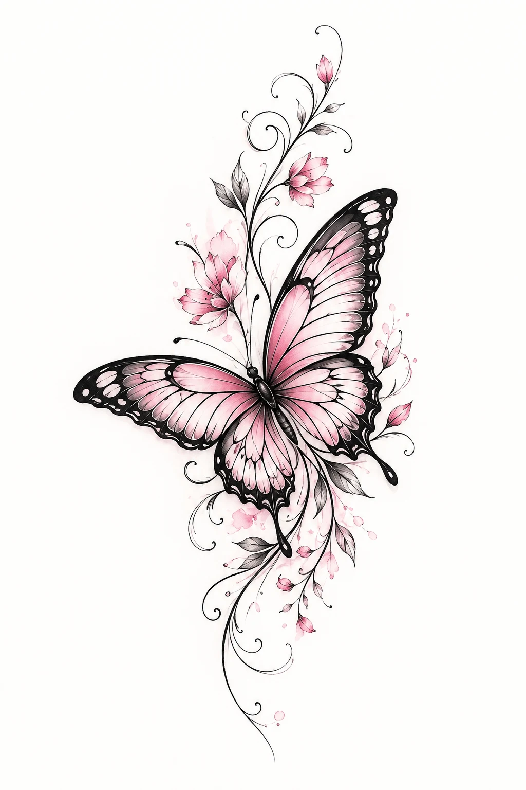 Elegant Butterfly Tattoo With Soft Pink Accents — elegant butterfly tattoo style outfit