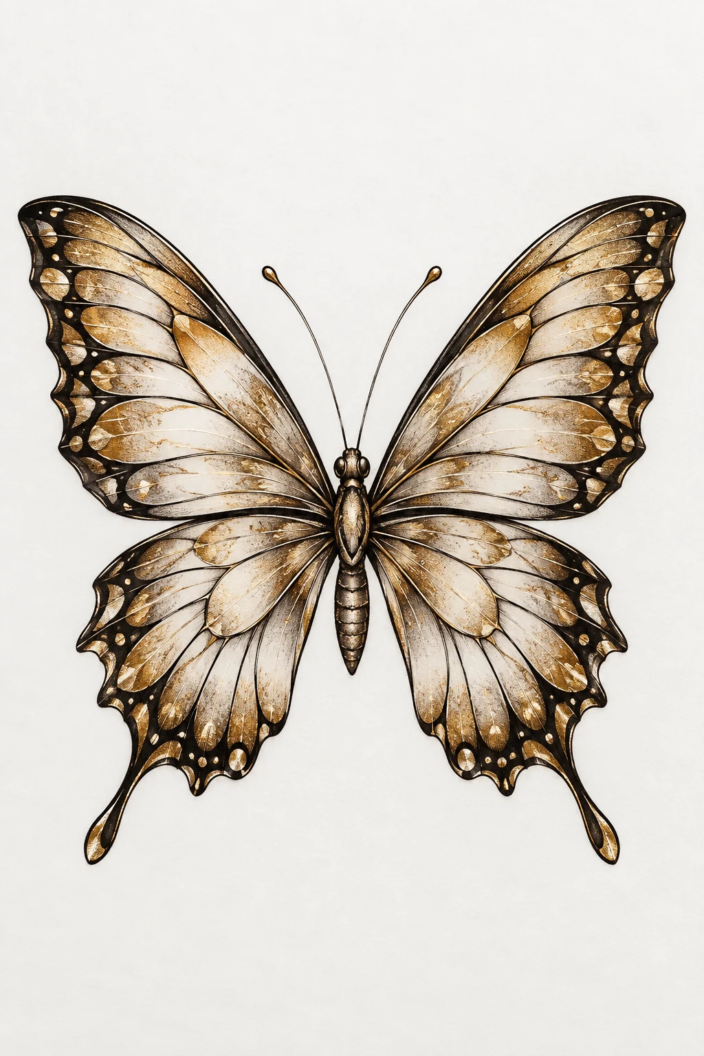 Champagne-Gold Butterfly — elegant butterfly tattoo style outfit