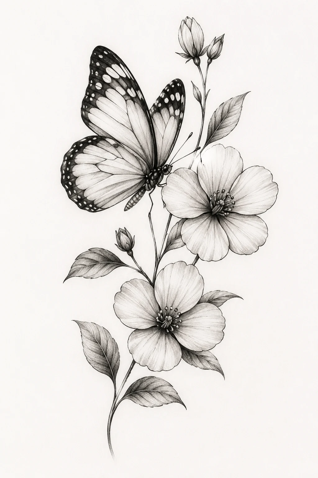 Butterfly With a Birth Flower — elegant butterfly tattoo style outfit