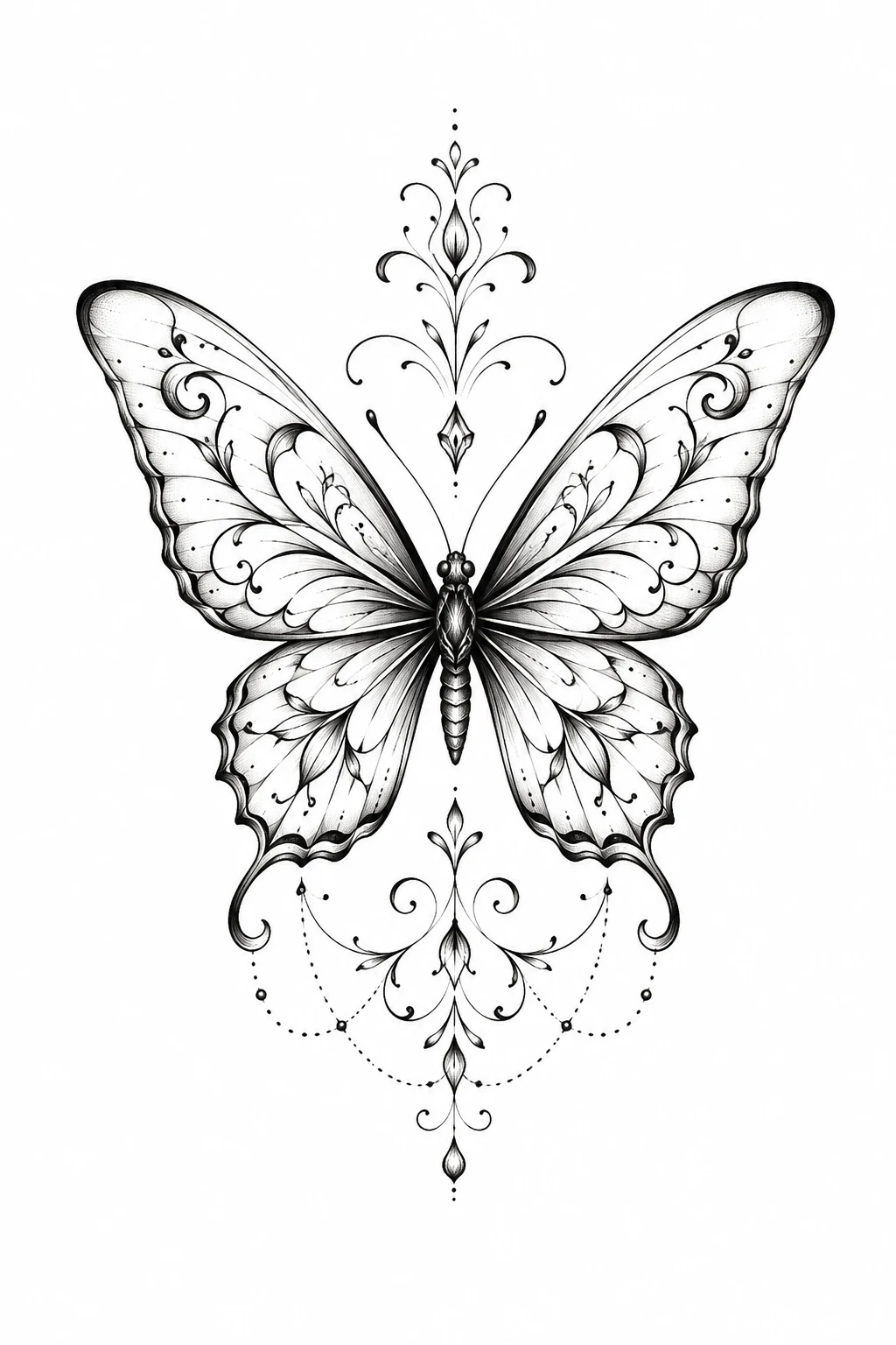 Ornamental Butterfly — elegant butterfly tattoo style outfit