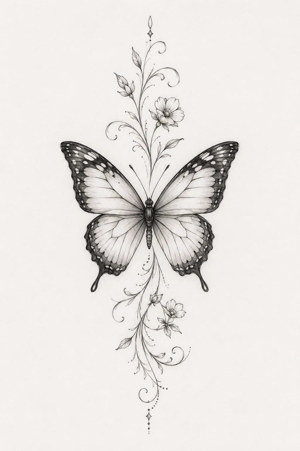 Butterfly With a Name or Date — elegant butterfly tattoo style outfit