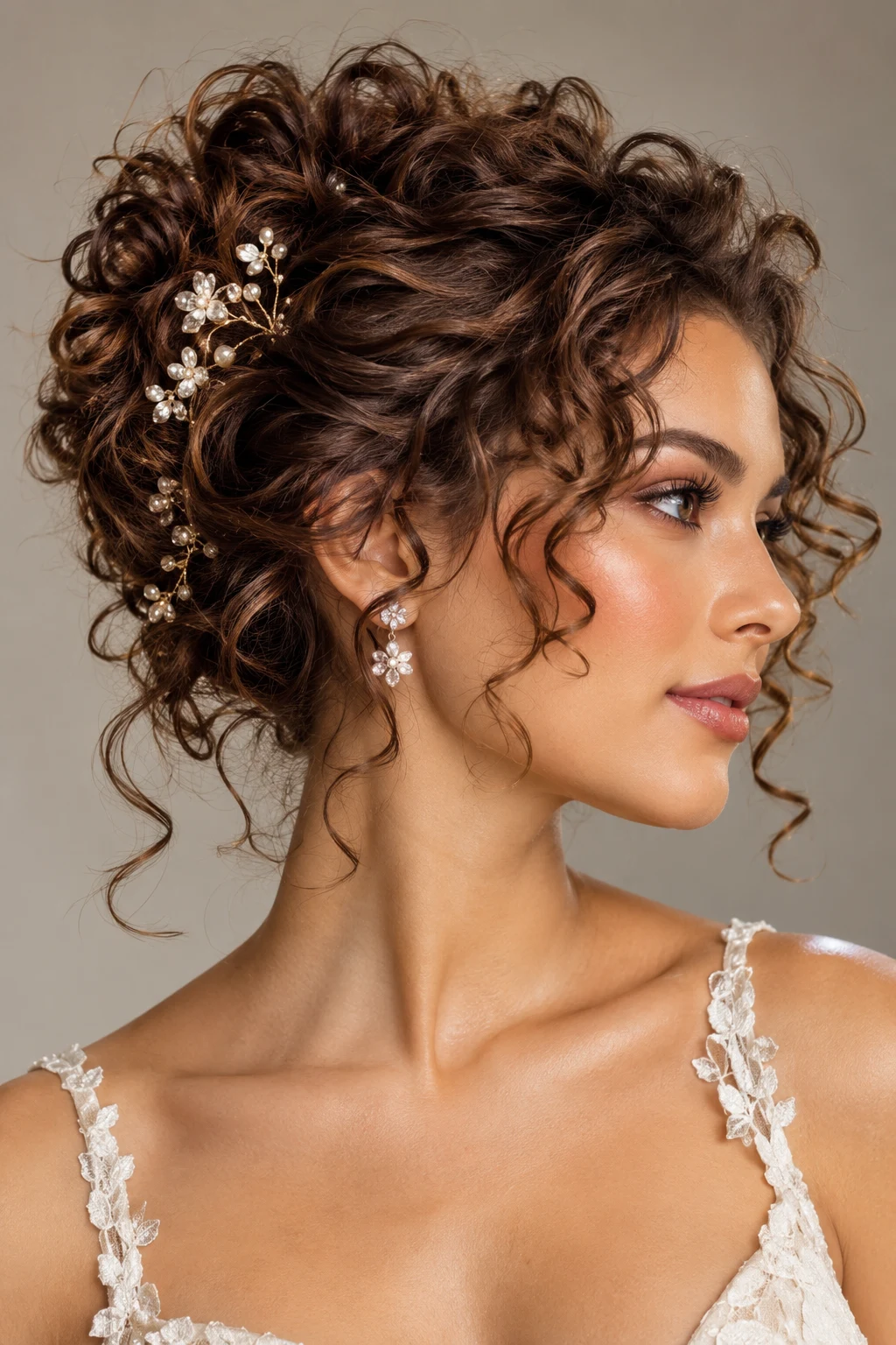 Romantic Curly Faux Updo — elegant hairstyles for short curly hair style outfit
