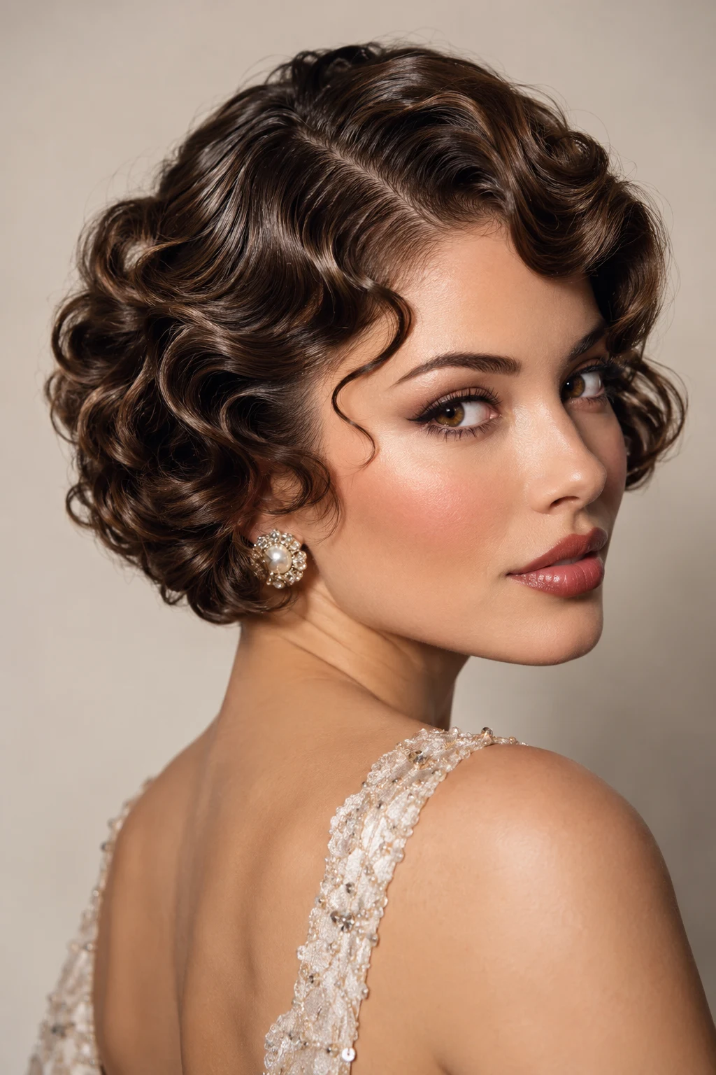 Vintage Finger-Wave Curls — elegant hairstyles for short curly hair style outfit