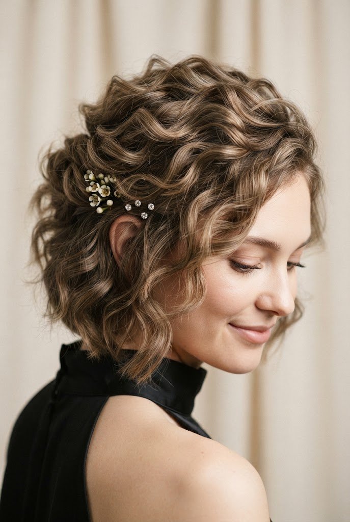 The Textured Faux-Updo Crop — Elegant party hairstyles for short hair style outfit