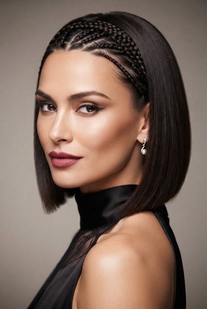 The Micro-Braided Crown Detail — evening hairstyles for short hair style outfit