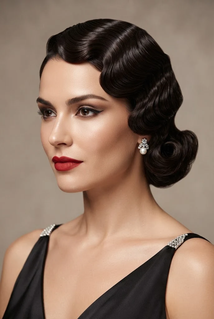 Sculpted Parisian Finger Waves — evening hairstyles for short hair style outfit