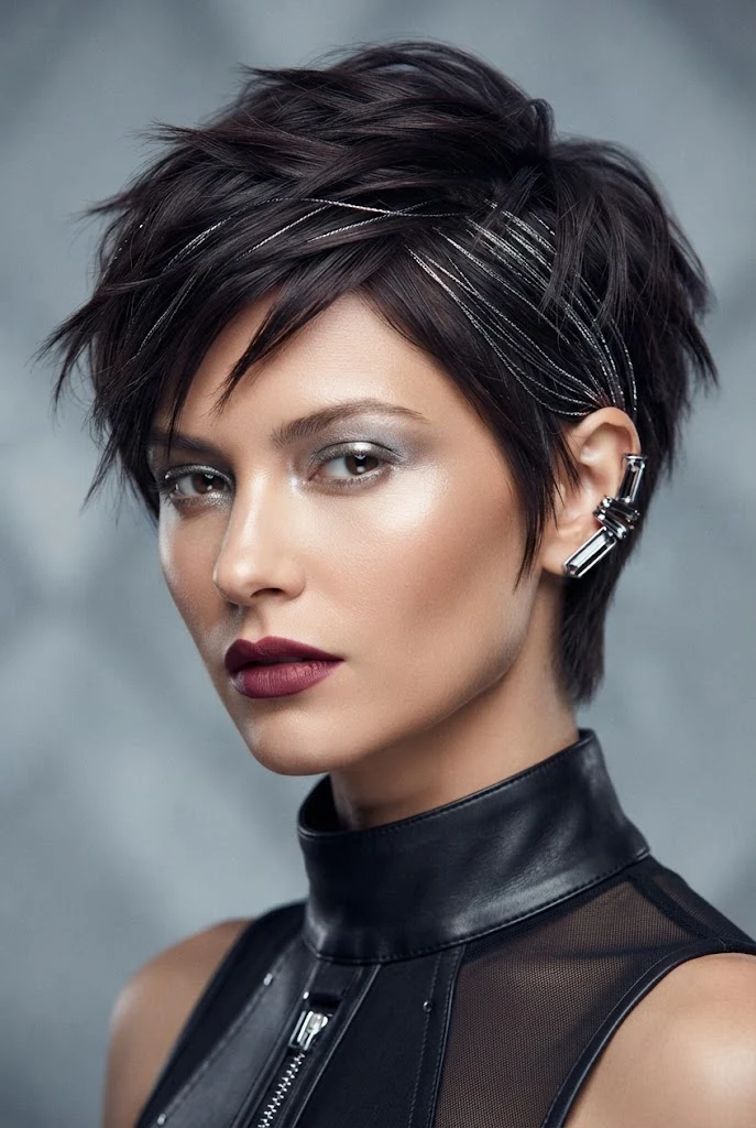 The Textured Cyber-Goddess Pixie — evening hairstyles for short hair style outfit